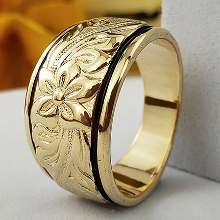 

Plumeria flower hawaiian jewelry gold ring design for women