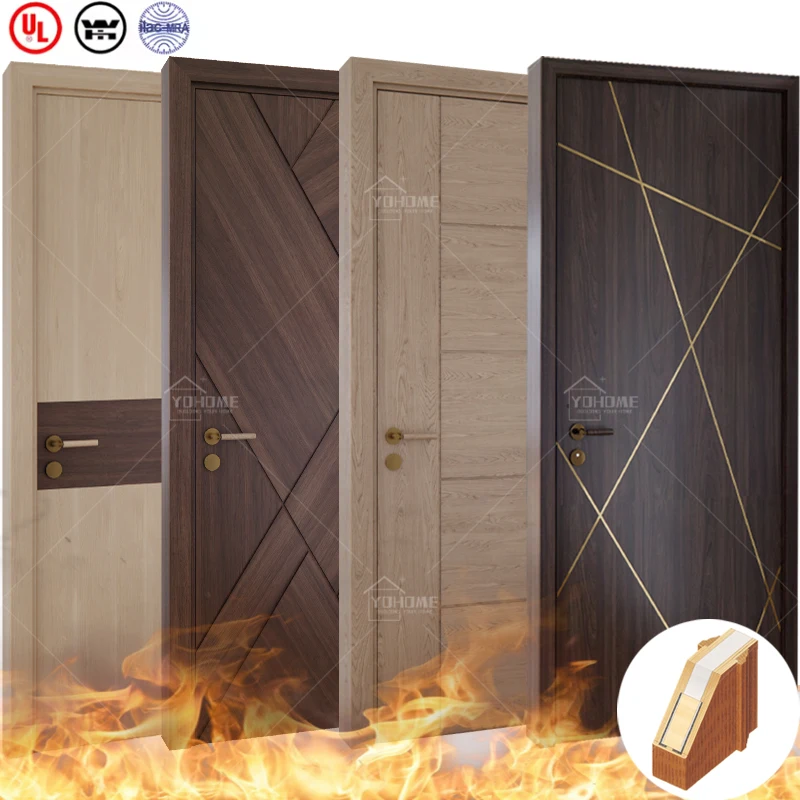

China top project manufacturer custom high quality hotel fire rated wood doors fireproof door fd30 fire door
