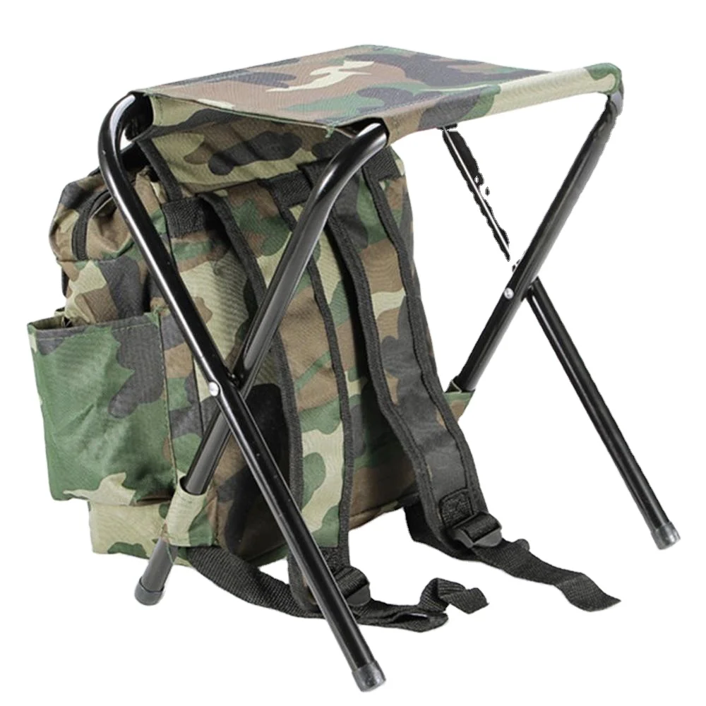 

2 in 1 Outdoor Fishing Chair Foldable Camping Stool Portable Backpack Cooler Insulated Picnic Bag Hiking Seat Table Bear Bag