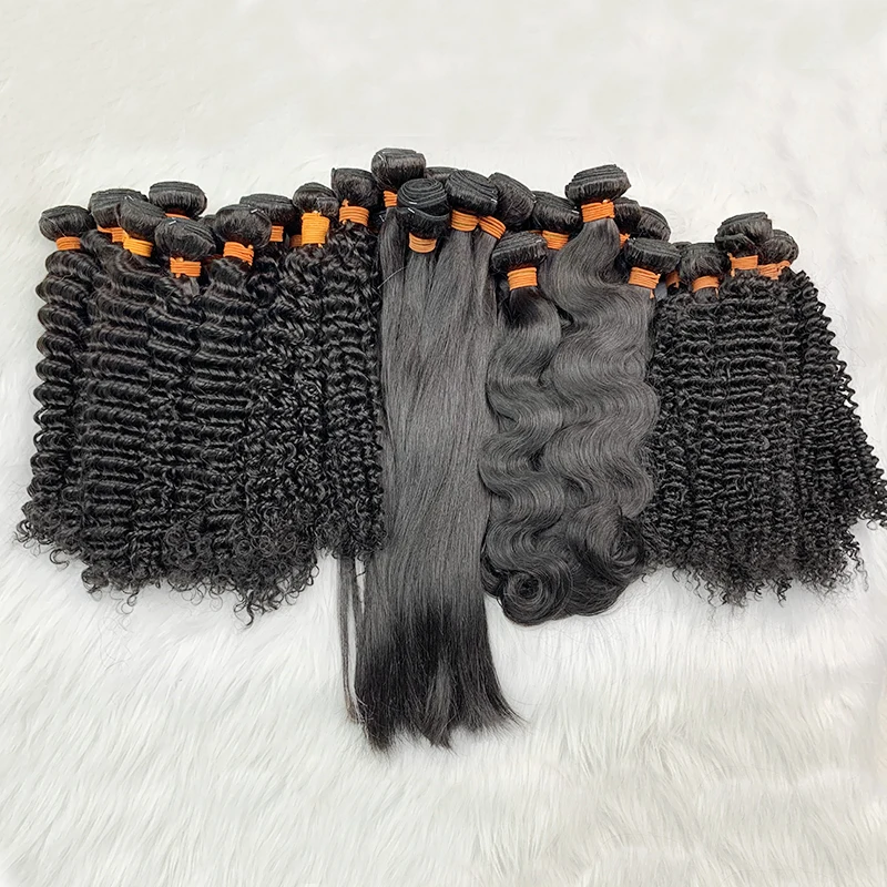 

Raw Cuticle Aligned Hair Bulk Wholesale 10A Grade Human Unprocessed Hair Weave Bundles Vendors Mink Brazilian Hair, Natural black color