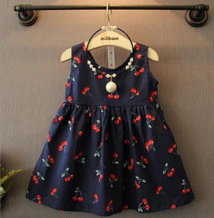 

Spring and summer new products children's clothing wholesale girls print tie rope sleeveless vest dress for girls, Picture shows