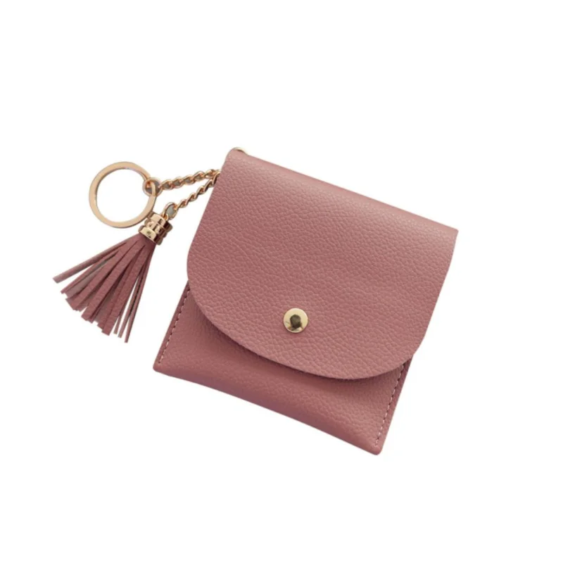 

Korea Style Women Fashionable Tassel Short Wallet Ladies Coin Purse Card Holder Purse Handbag, Black/green/pink
