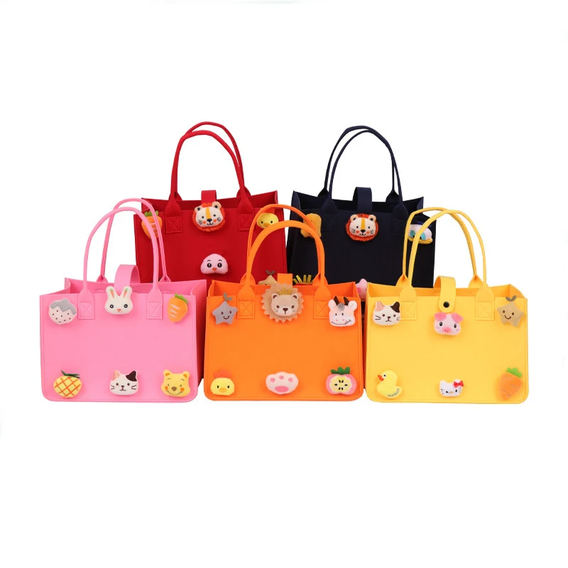 

Wool Felt Cartoon Portable Shop Holiday Bag Cute Wind Solid Color All-Match Casual Felt Storage Bag Support Customization M02