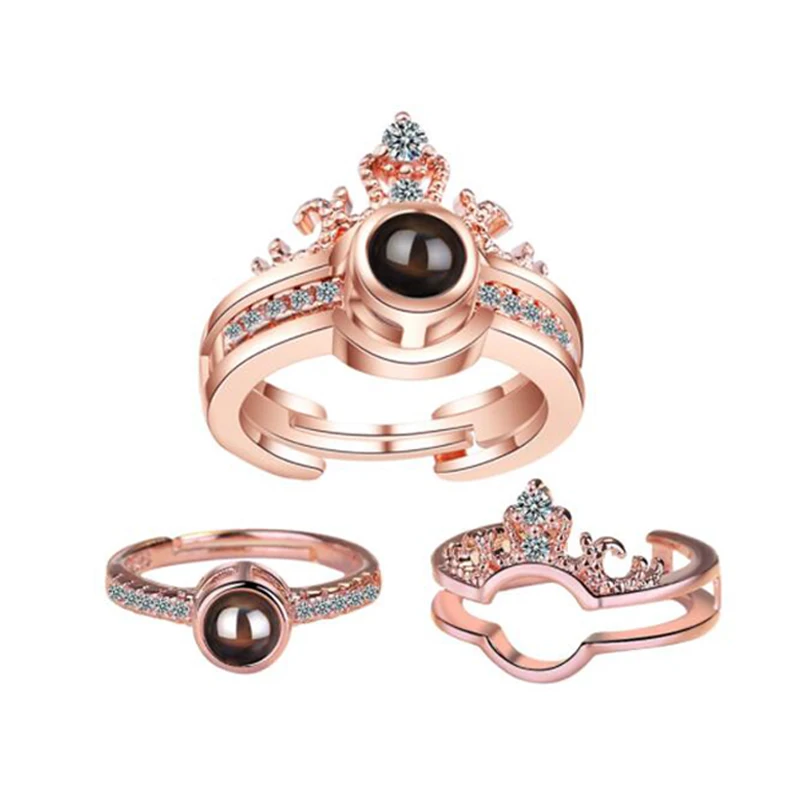 2019 Wedding Men and Women Diamond Rose Gold Plated Engagement Silver Stone Stainless Steel Ring