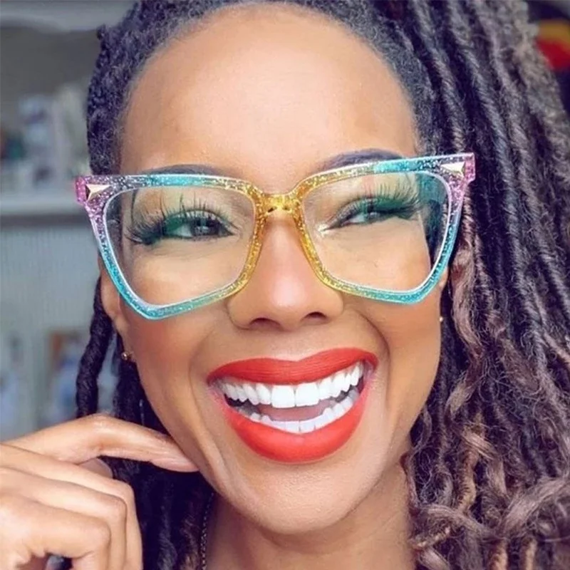 

Vintage Cat Eye Glasses Frame Retro Women Colorful Frame Clear Lens Eyewear Brand Designer Gafas De Sol Eyeglasses Female Oculos, Multi-colored
