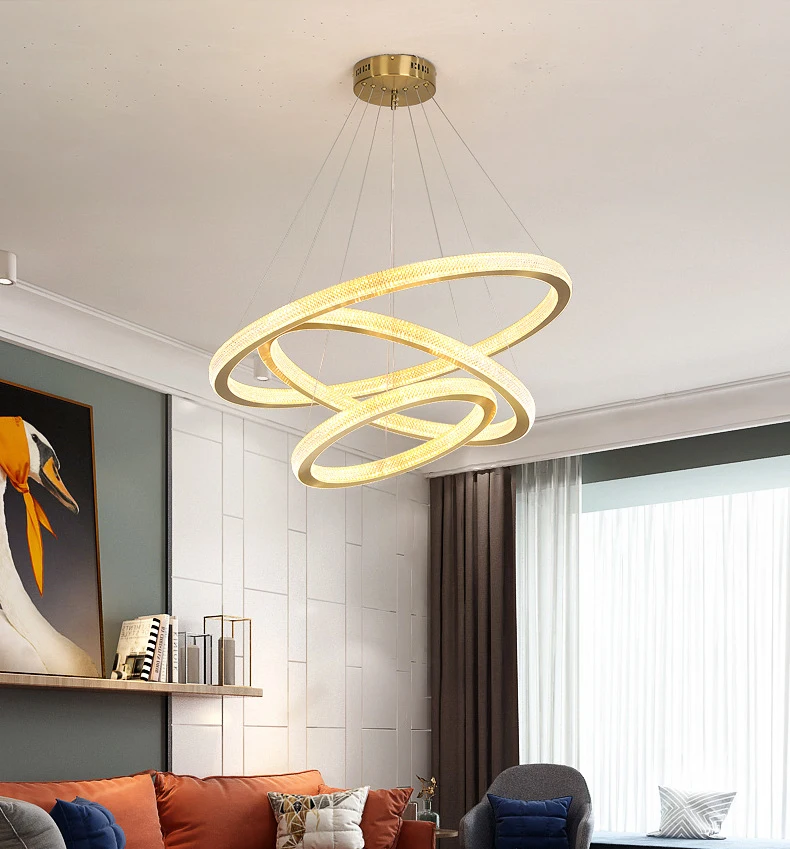 Gold ring pendant light restaurant bedroom living room led light chandeliers lighting chandelier