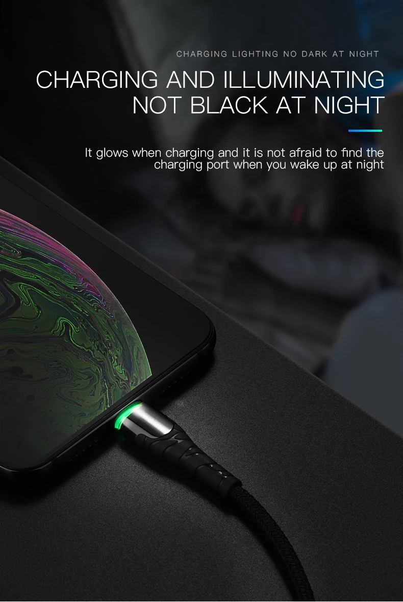 Logo customized 100cm Zinc alloy 3A type-c usb c micro usb fast charging data multi charger cable with LED light for iphone - ANKUX.COM