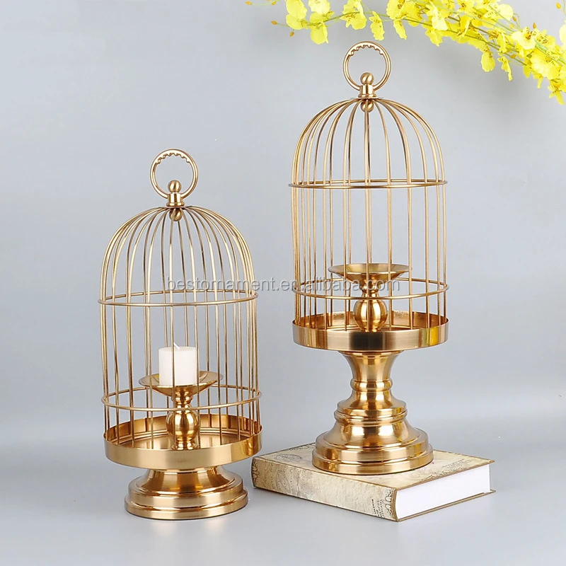 Gold Metal Bird Cage Candle Holder For Wedding Centerpiece Buy Bird