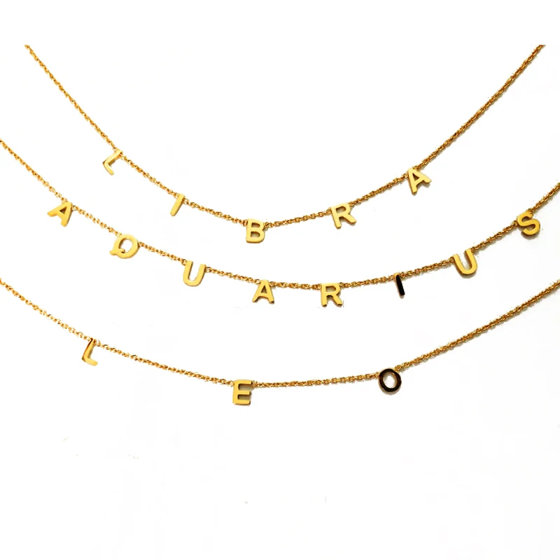 

Hot selling Dainty Zodiac Signs Necklace 12 Constellations Choker Personalized Stainless Steel Zodiac Signs Name Necklace Gold, Silver,gold,rose gold,black color