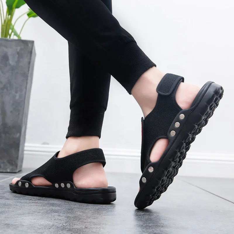 

Sneakers manufacturer non-brand slippers men rubber plastic sandals, Black