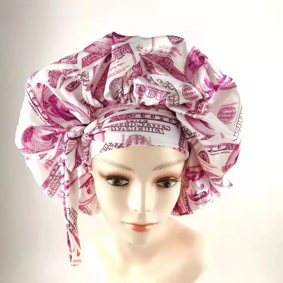 

Wholesale Luxury Designer Bonnet Sleeping Silk Satin Hair Bonnets Women With Custom Logo And Satin Hair Wraps