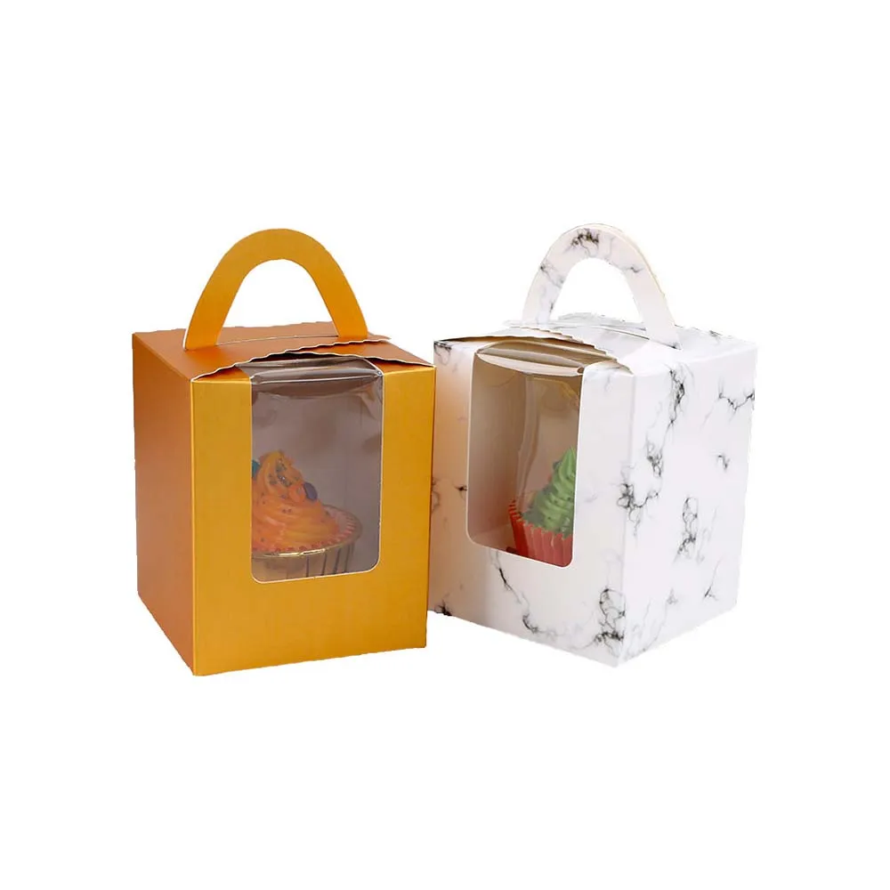 

Customized price-competitive recycled kraft paper gift box transparent PVC window tray cake biscuit takeaway portable box
