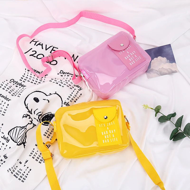 

Hot sale fashion women's student pvc transparent jelly messenger shoulder bags wholesale, Black, yellow, white,blue, pink