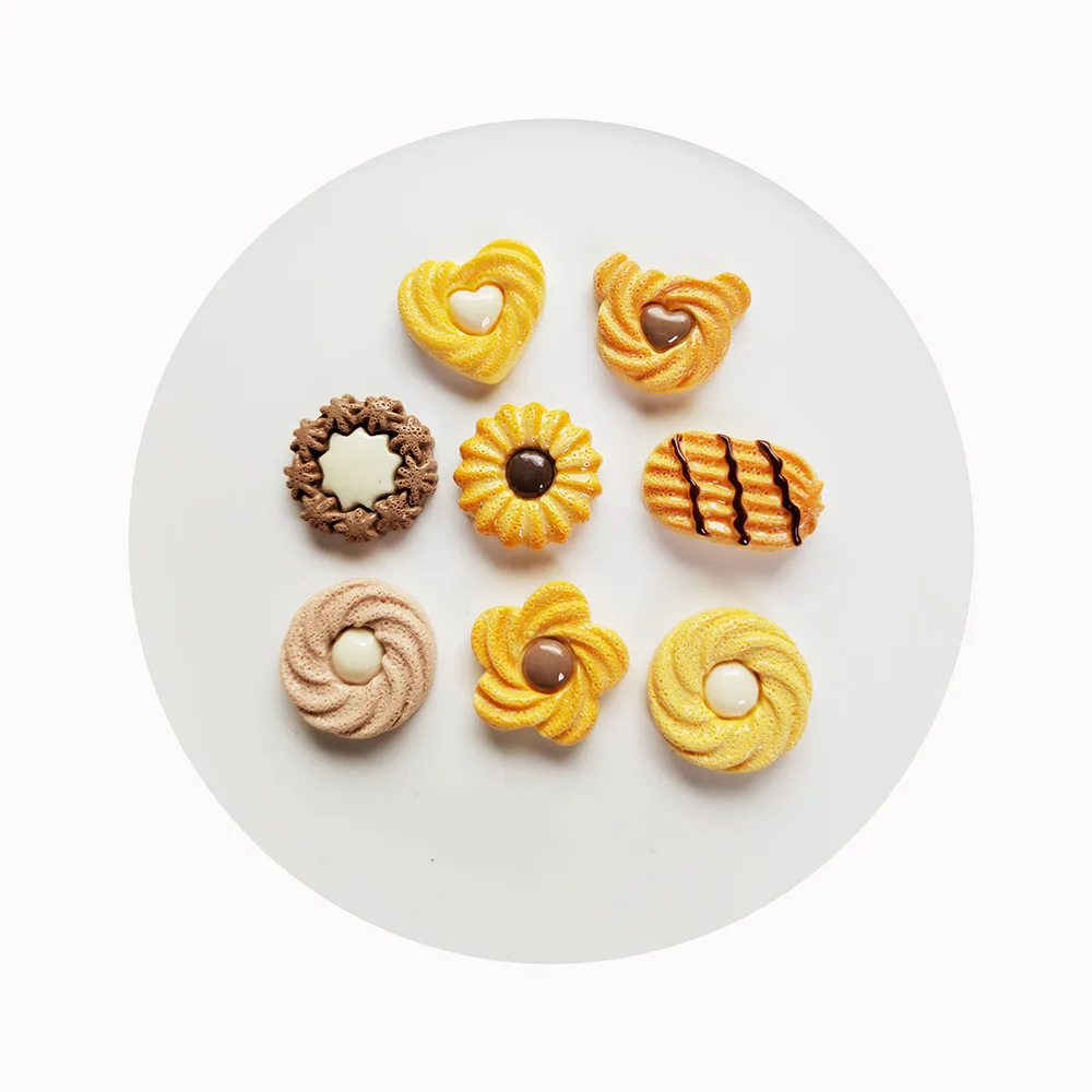 Kawaii Simulation Food Cookies Flatback Resin Cabochons Kids Doll House DIY Headwear Accessories Scrapbook Decor