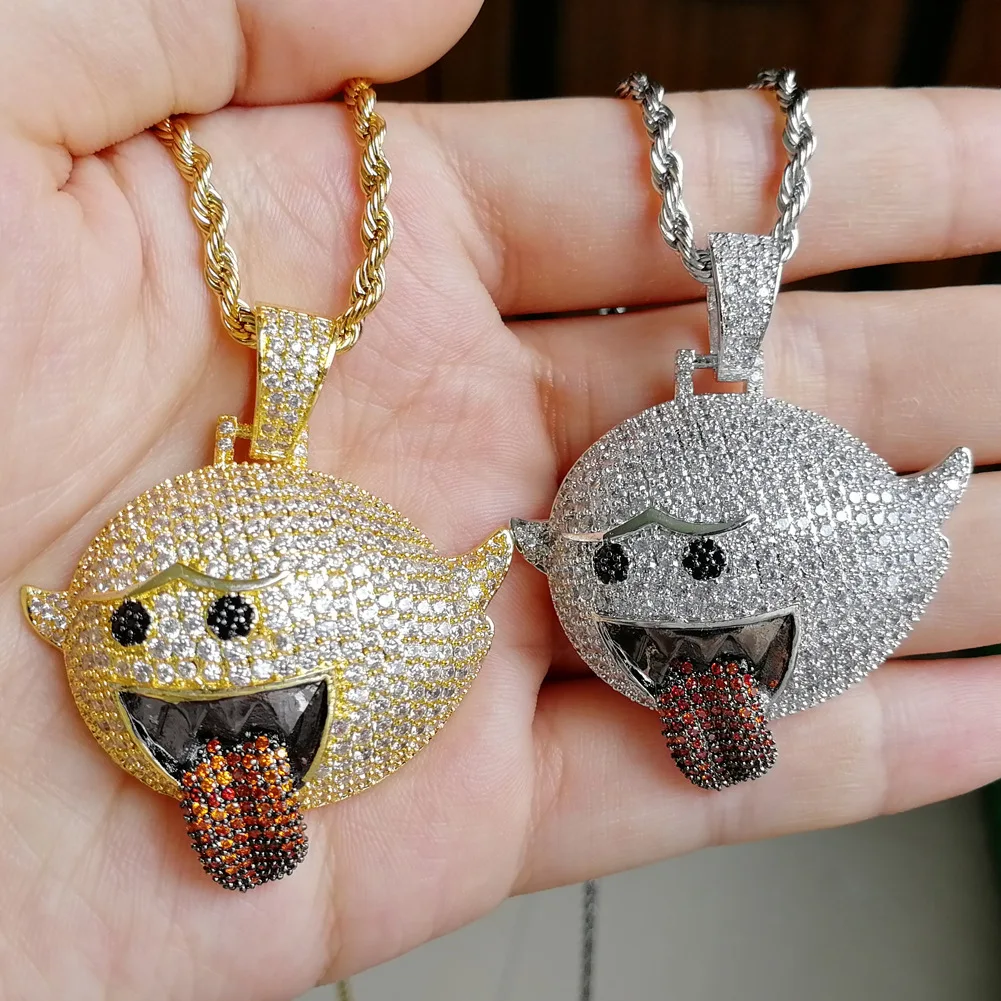 

2021 Sailing Jewelry Hip Hop Ghost Necklace CZ Ghost Pendant Necklace Ghost Zircon Pendant Necklace