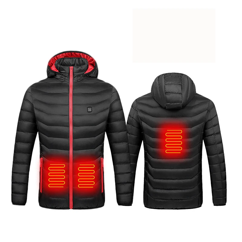 

OEM Wholesale Intelligent clothes warm coat men and women charging winter coat USB electrically heated jacket heated coat, Black