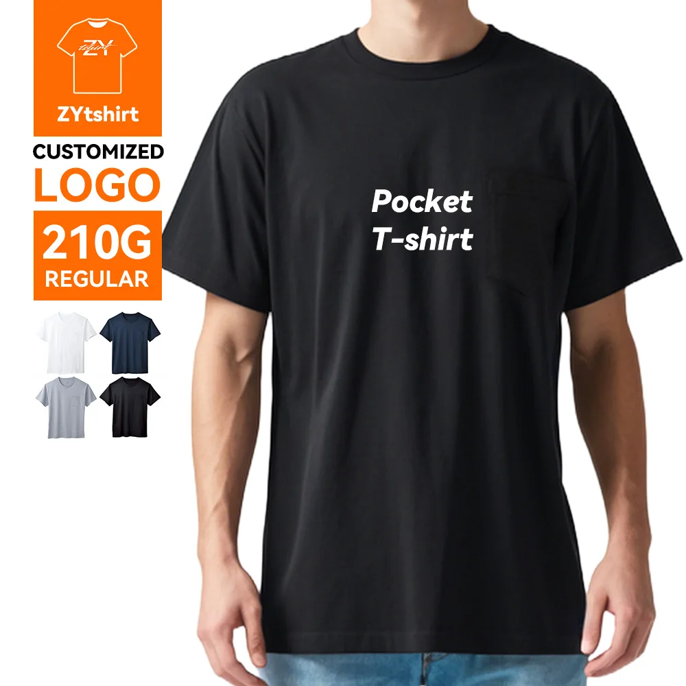 ZYtshirt Wholesale Custom Logo 210GSM 100% Cotton T Shirt for Casual with Screen Printing