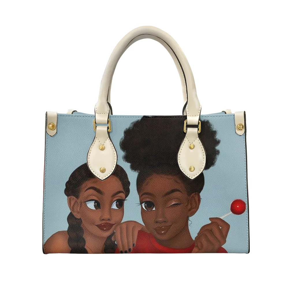 

Woman Fashion Bolsas De Mujer Art African Girls Printing Pu Fancy Design Fendace Bag Satchel Lightweight Leather Top Evening Bag, Customized