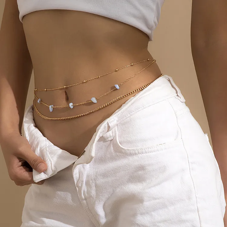 

waist bead belt for women belly body layer beach chain gold plated, As the picturs