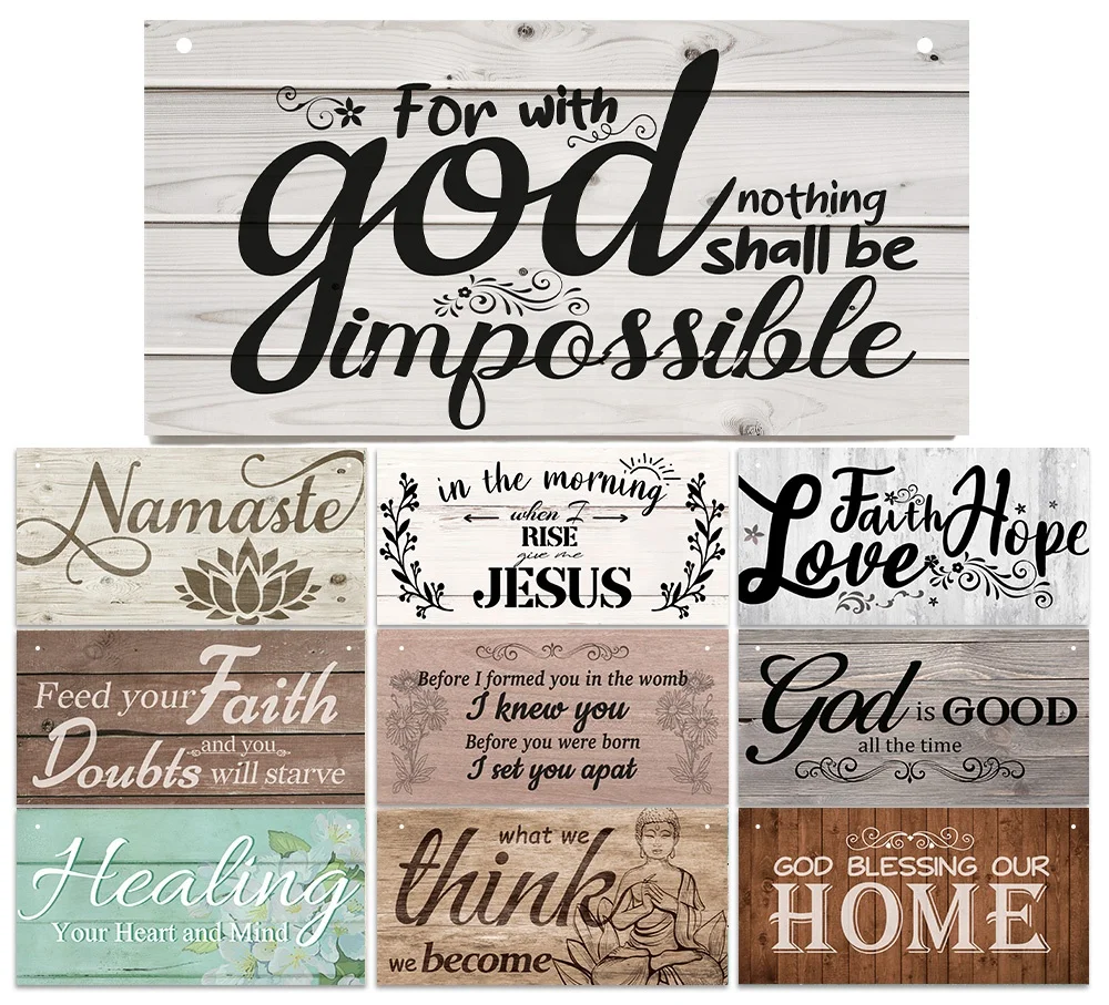 

Putuo Decor Bible Wooden Sign Jesus Retro Hanging Wood Plaque Namaste Religion Writing Home Wall Decor