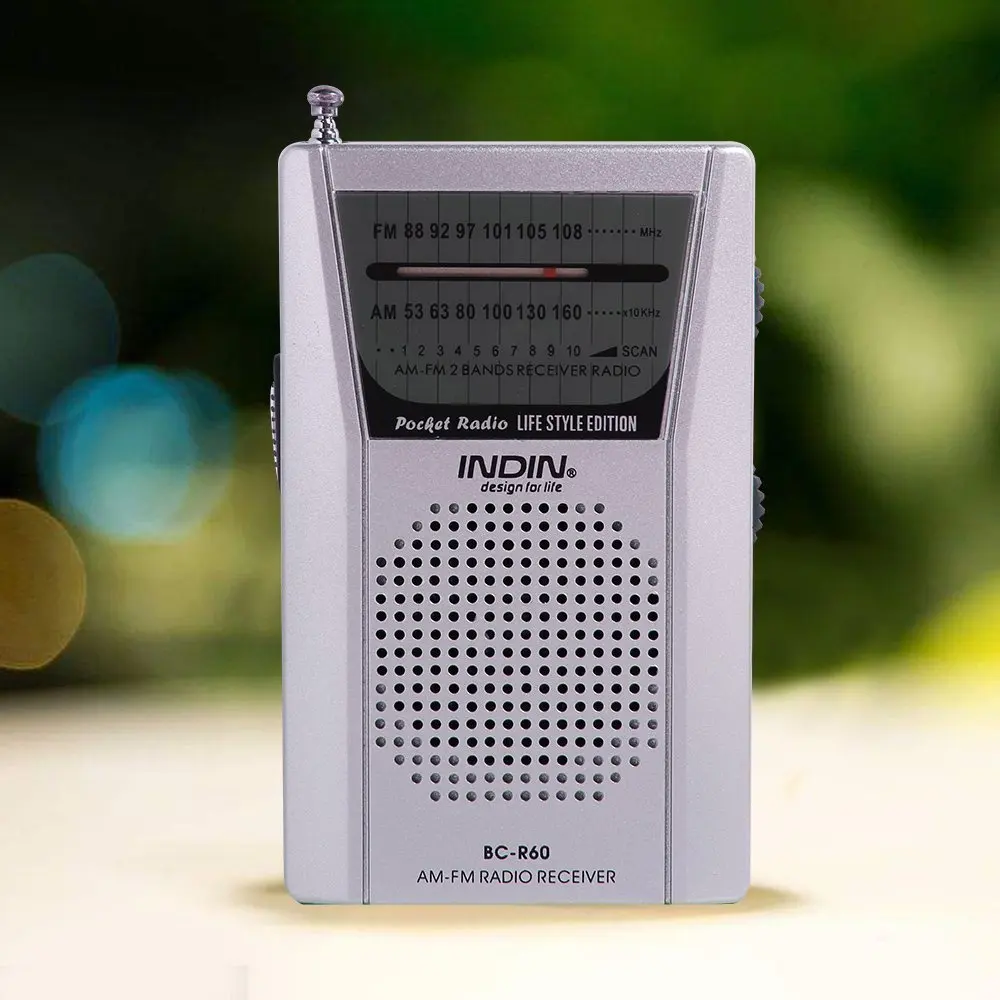 

Two Band FM/AM portable Battery Radio am fm pocket radio, Silver