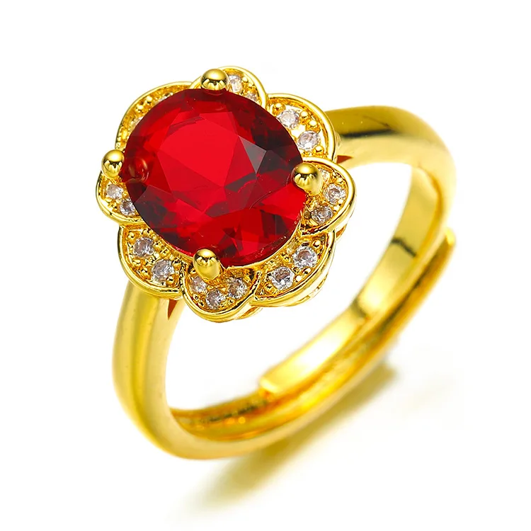 

Wholesale Brass Gold Plated Sapphire Fashion Ring Female Sand Gold Jewelry Long Lasting Color Jewelry New Ring