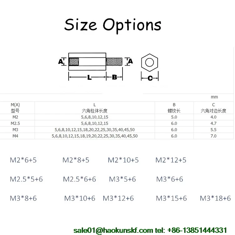 M2 M2.5 M3 M4 Nylon Standoffs/ Black Hex Male To Female Nylon Spacer