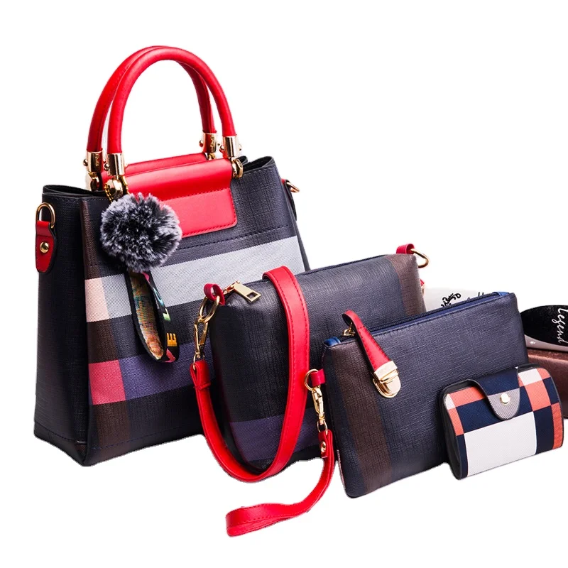 

Spot wholesale Fashion PU leather Tote bag Crocodile handbag set 4 pieces Large capacity bags women handbags ladies purses, Color1/2/3/4