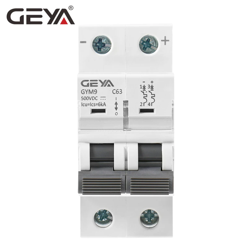

GEYA OEM ODM GYM9 DC MCB 6kA 2P 50/60 Hz 250V 500V 750V 1000V Solar PV System Miniature Circuit Breaker