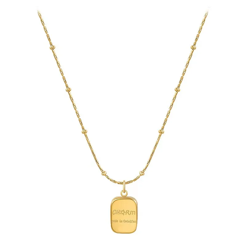 

INS Popular Stainless steel Letter Square Brand Irregular Beads Necklace