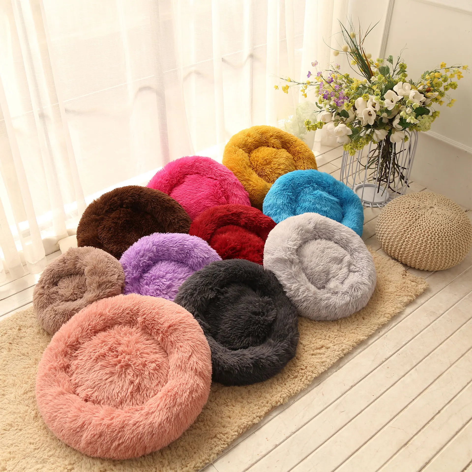 

Factory Fluffy Donut Dog Cat Cushion Warm Luxury Pet Bed