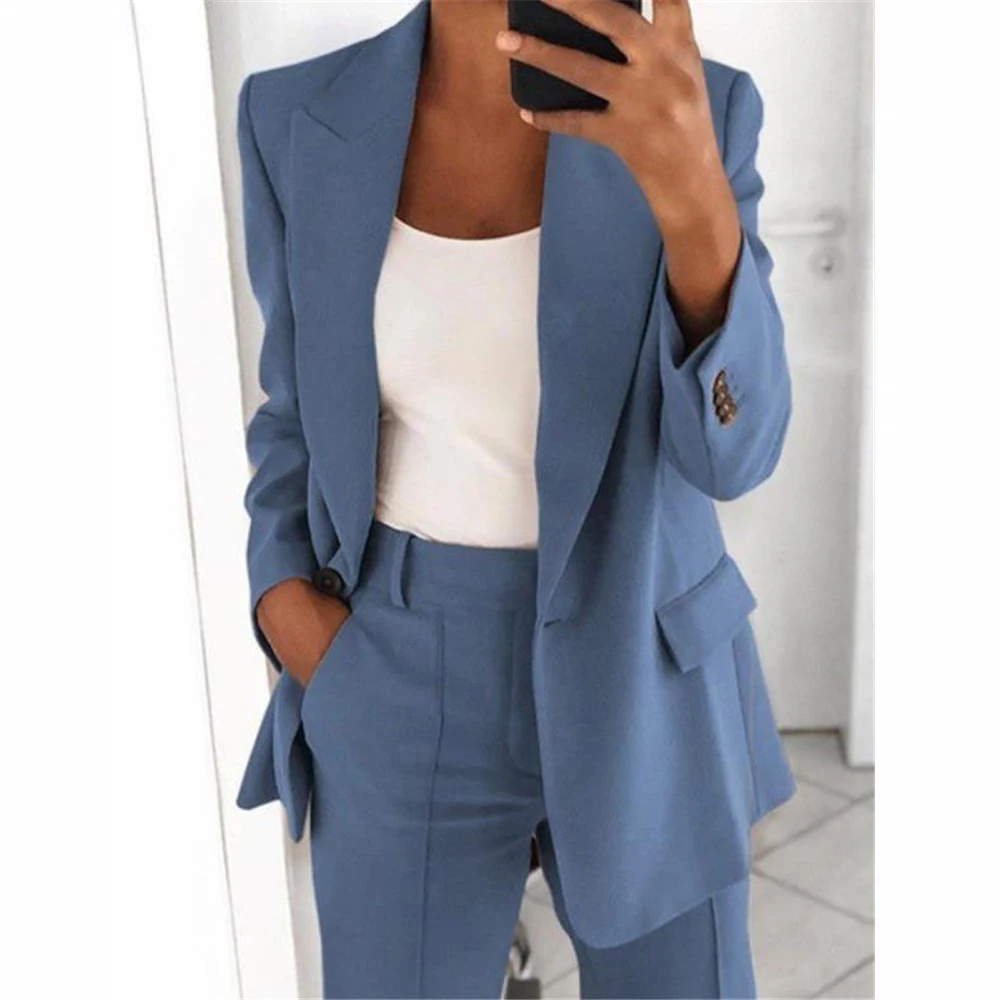 

S-5XL Fall Ladies Office Blazers Formal Solid Color Woman Blazer Jacket Business Women's Suits Plus Size Blazer Coat, Shown