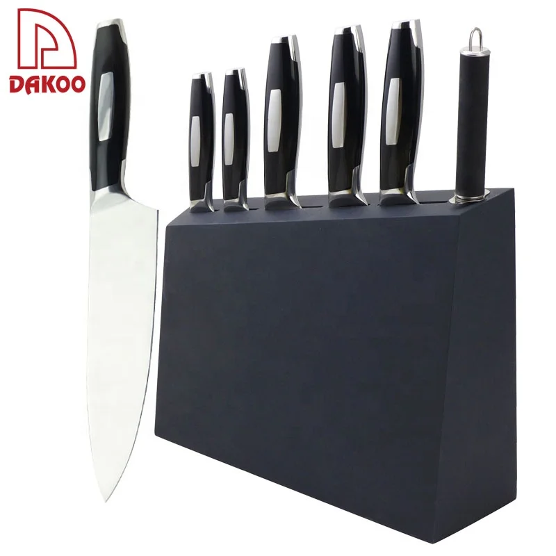 

ABS Forged Handle 6PCS Kitchen Knives With New Design Knife Block, Black