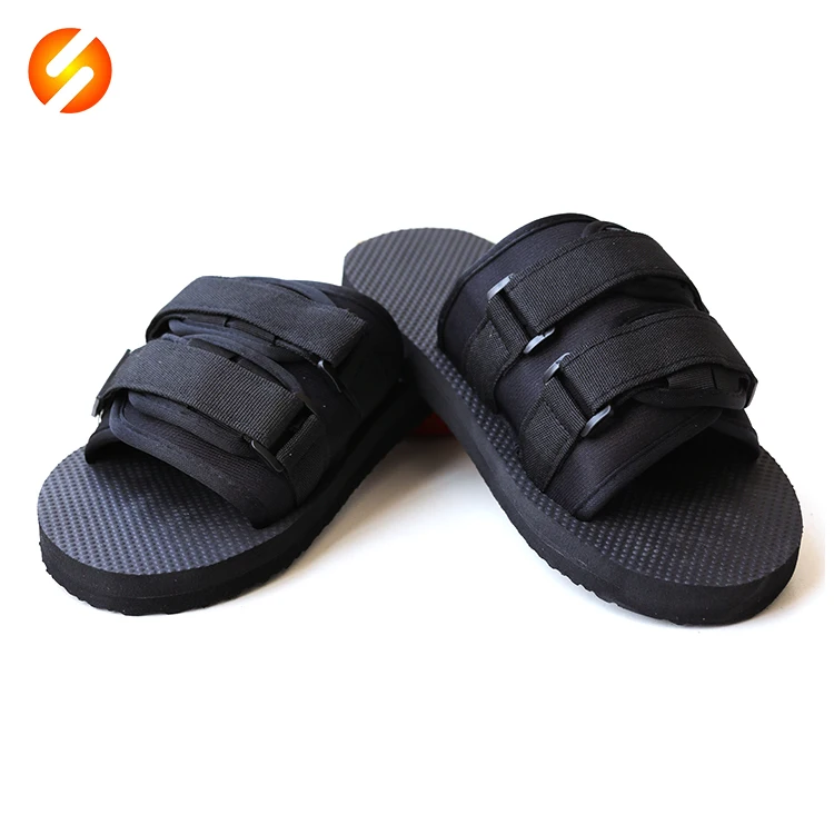 

Good quality HOOK &LOOP design summer outdoor men slippers sandals with good price, Black