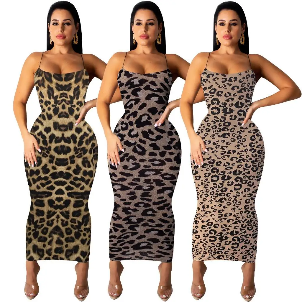 

Summer Ladies Fashion Sexy Leopard print halter dress