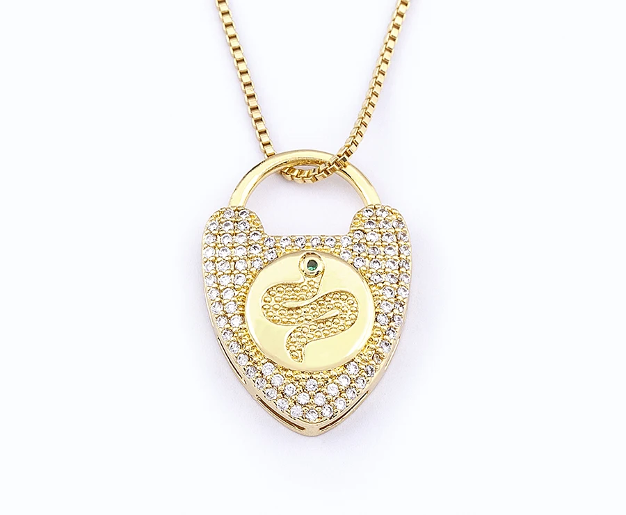 

Fashion Snake Virgin Mary Design Diamond Pendant Necklace Cubic Zircon Gold Plated Neck Chain Charm Jewelry Gift Customized