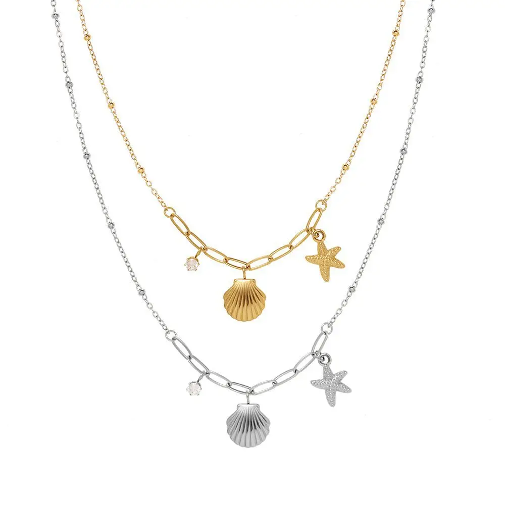 Joolim Jewelry 18K Gold Plated Ocean Summer Holiday Shell Seastar  Pendant Necklace Stainless Steel Necklace Fashion Jewelry