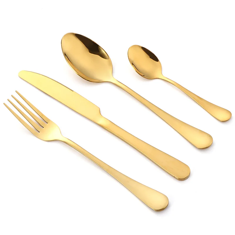 

Metal Tableware Fork Spoon Knife Stainless Steel Cutlery Set, Silver/gold/rose gold/black/blue/rainbow