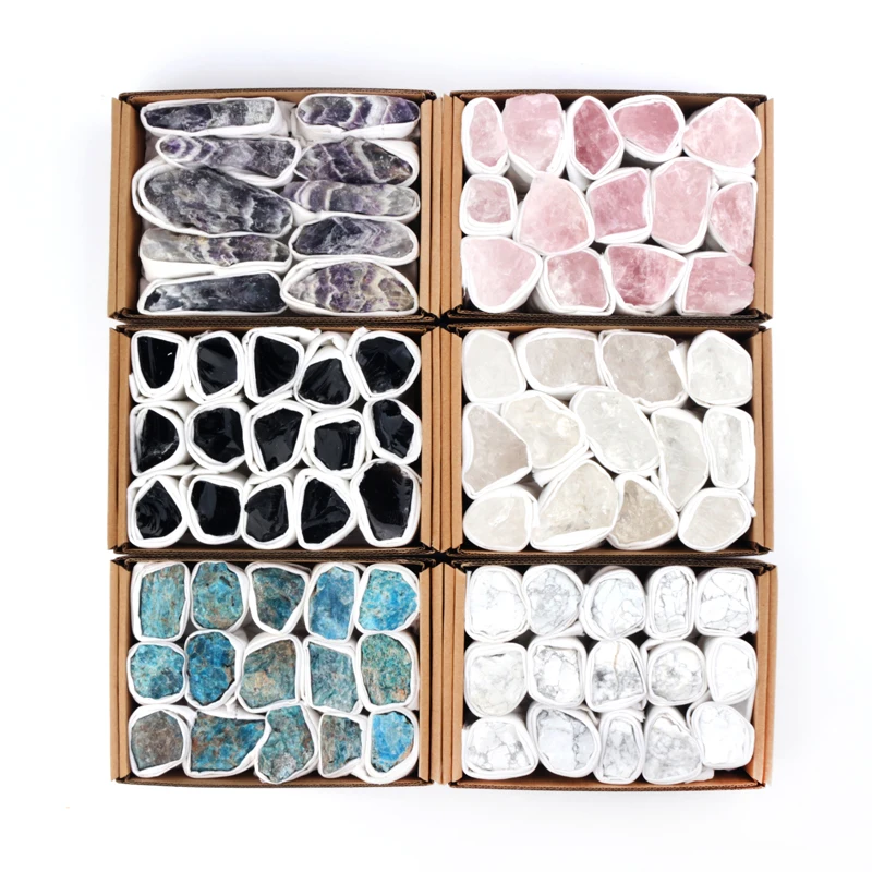 

Wholesale natural raw stone tumbled stone crystal gift box for healing