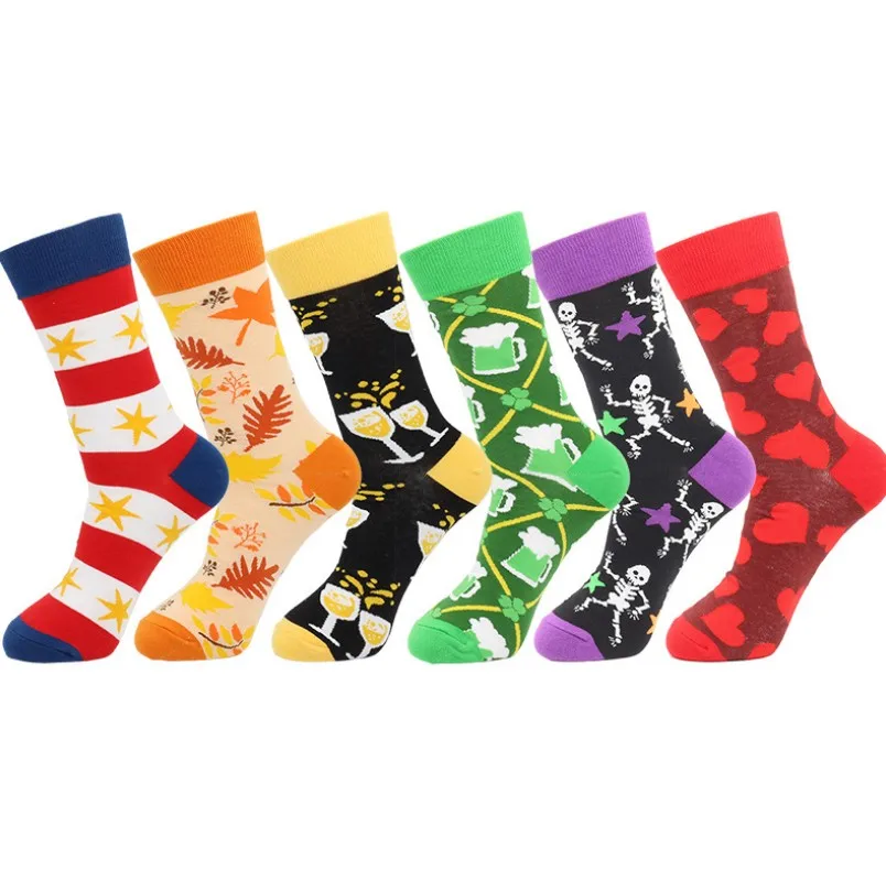 

Drinking Print Nice Cute Socks Men Combed Cotton Tube Novelty Young People Socks Ice-Cream Juice Beer Red Wine Sock Gift, Picture shown
