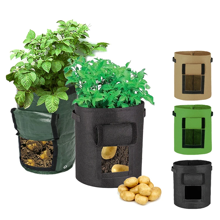 

7 Gal /25L Garden Potato Grow Bags with Flap and Handles Fabric Pots Heavy Duty, 7 Gallon Potato Tomato Vegetables Planter Bag, Customized color