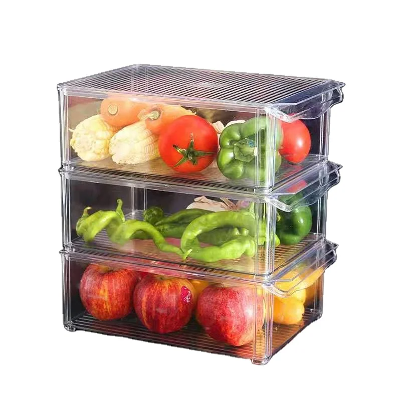 

Reusable High Quality Refrigerator Organizer Bins Plastic Freezer Containers Stackable Food Storage Bins