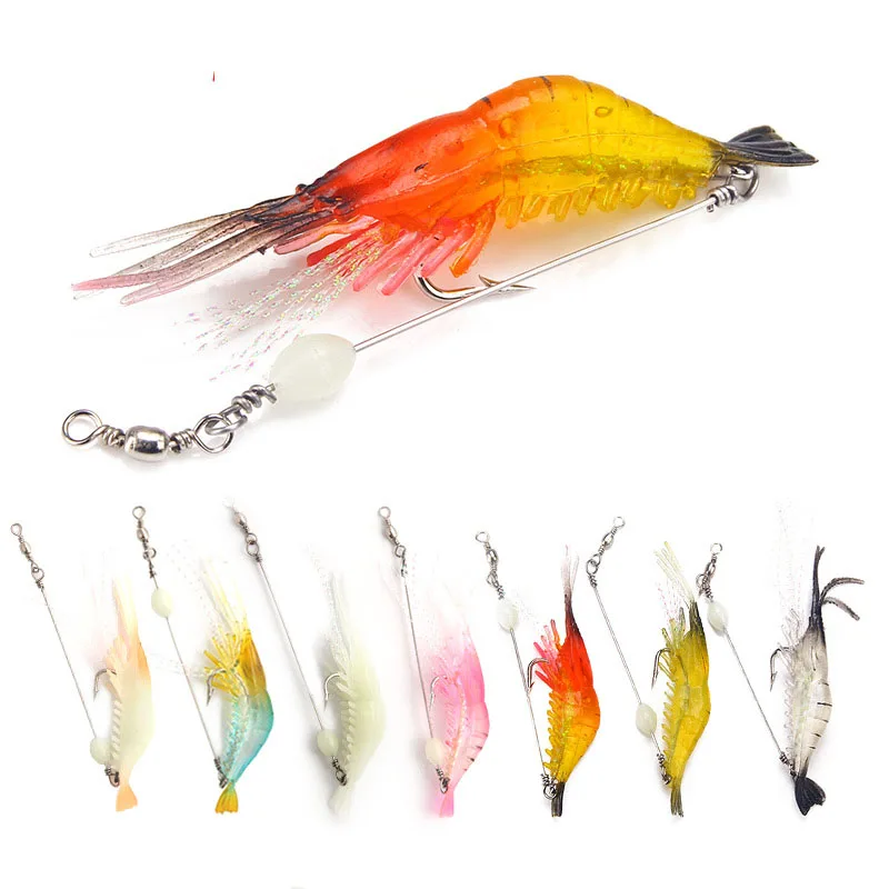 

TOPIND 7Color Fishing Lures Luminous Shrimp Lure with Hooks Beads, 7 colors
