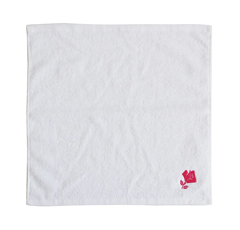 Custom 100% Cotton White Embroidered Kids Baby Hand Towel Handkerchief with Logo
