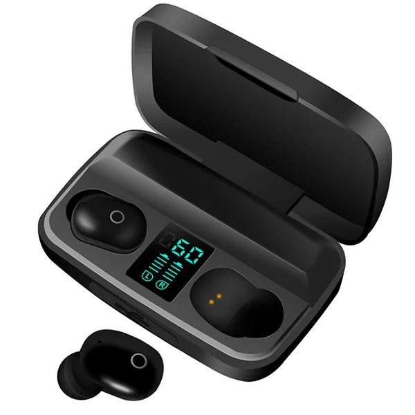 

Hands Free Led Display A10s Tws Sports Earbuds Earphones Waterproof Stereo Earbud With 1800mah Power Bank, Black white