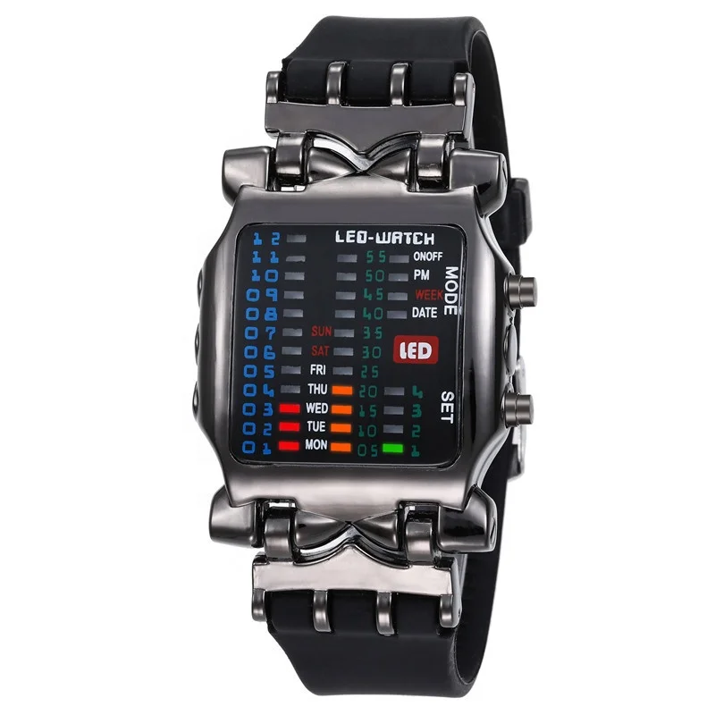 

Luxury Matrix men Wristwatch led montre-bracelet cool Fashionable crab Casual binary led Watch