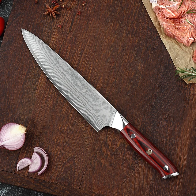 

Wholesale premium quality 67 layer Damascus knife hand forging 8 inch Damascus chef knife