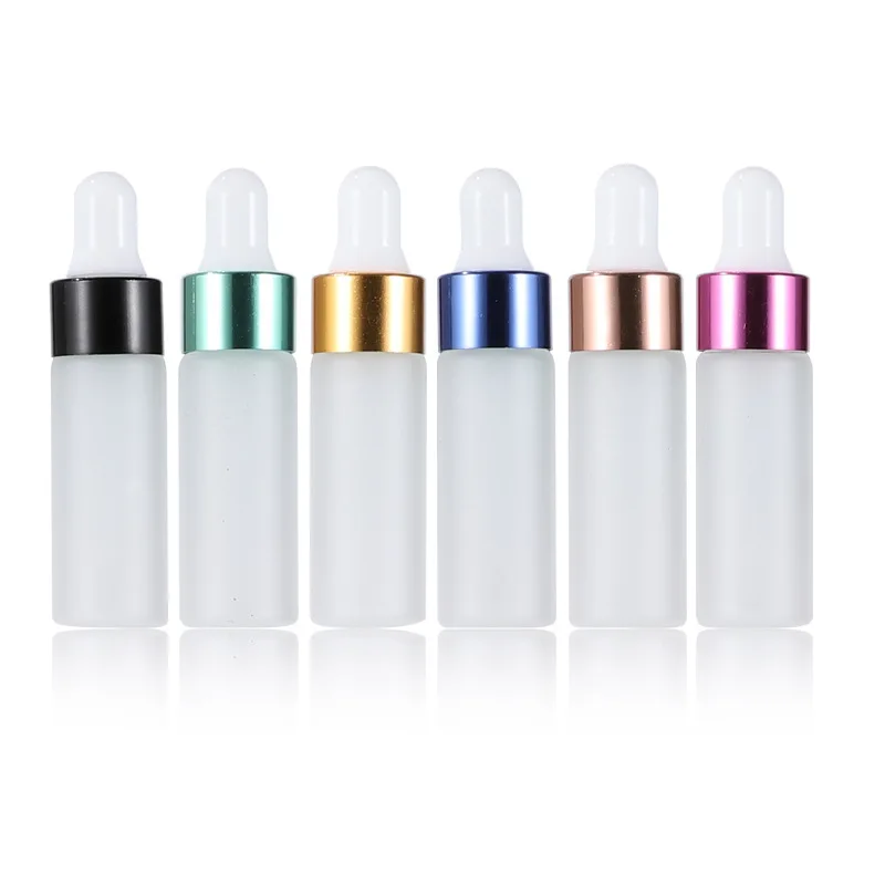 

Colorful lid glass bottle for essential oil cosmetic 5ml round essential oil dropper bottle