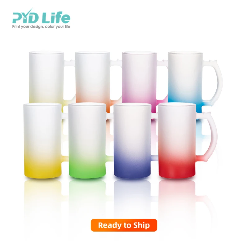 

PYD Life Beer Custom Glass mug Sublimation Gradient Color Drinking with Straw Creative Milk Glass Mug, 8 colors