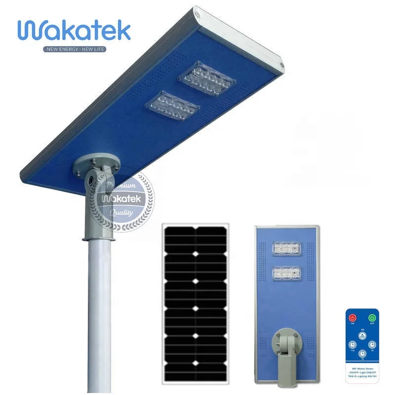 Wakatek High Luminous 20W 40W 60W 100W 120W 180W 240W 300W  Solar Street Light All in one lampara solar calle